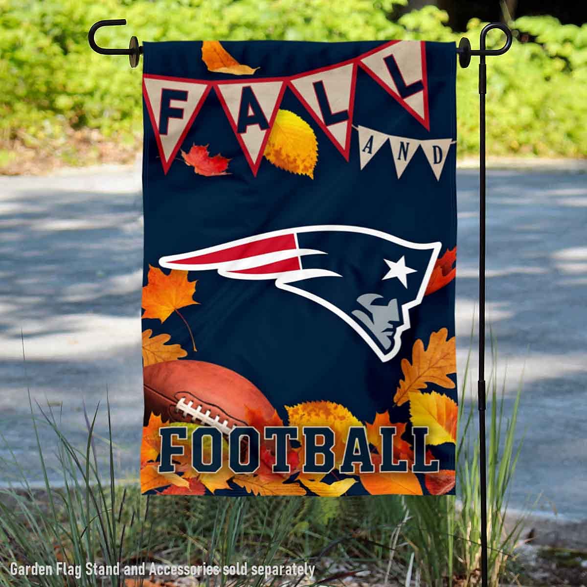 WinCraft New England Patriots Fall Leaves Decorative Football Garden Flag Double Sided Banner - Sports Collectibles, Sports Memorabilia, Sports Fan Shop, Sports Gifts