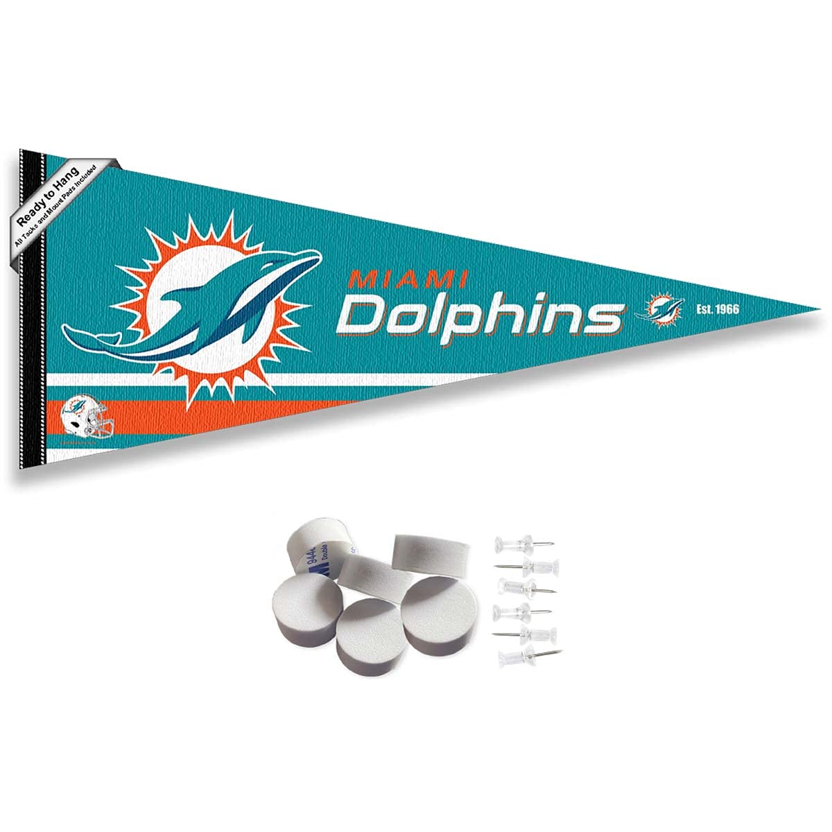 Miami Dolphins Pennant Banner and Wall Tack Pads - Sports Collectibles, Sports Memorabilia, Sports Fan Shop, Sports Gifts