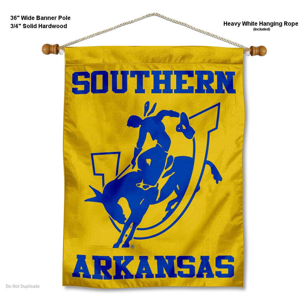 Southern Arkansas Muleriders House Flag and Wood Banner Pole Set - Sports Collectibles, Sports Memorabilia, Sports Fan Shop, Sports Gifts