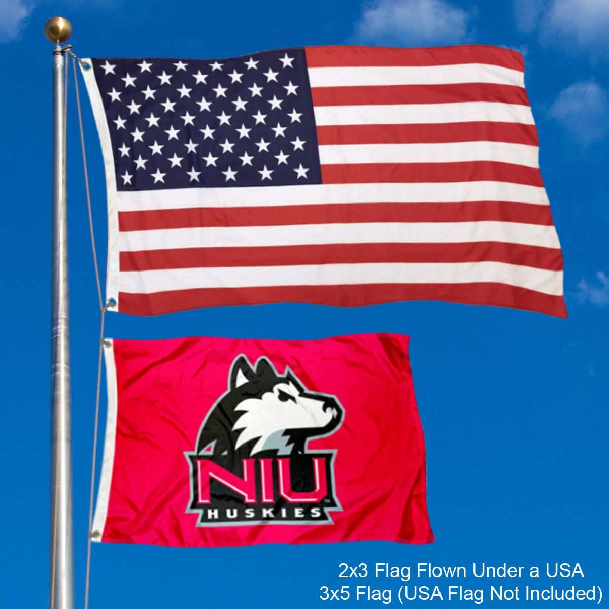 College Flags & Banners Co. Northern Illinois Huskies 2x3 Foot Flag - Sports Collectibles, Sports Memorabilia, Sports Fan Shop, Sports Gifts