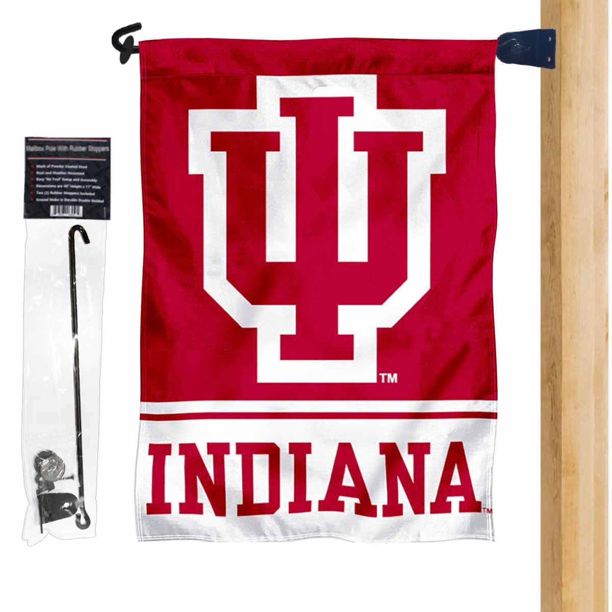 Indiana Hoosiers Garden Flag and Mailbox Post Pole Mount Holder Set - Sports Collectibles, Sports Memorabilia, Sports Fan Shop, Sports Gifts