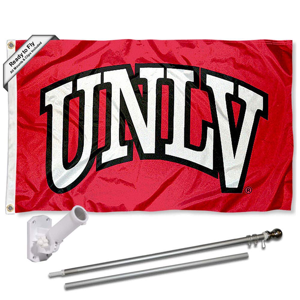 College Flags & Banners Co. University of Nevada Las Vegas Flag and Pole Bracket Mount Bundle - Sports Collectibles, Sports Memorabilia, Sports Fan Shop, Sports Gifts