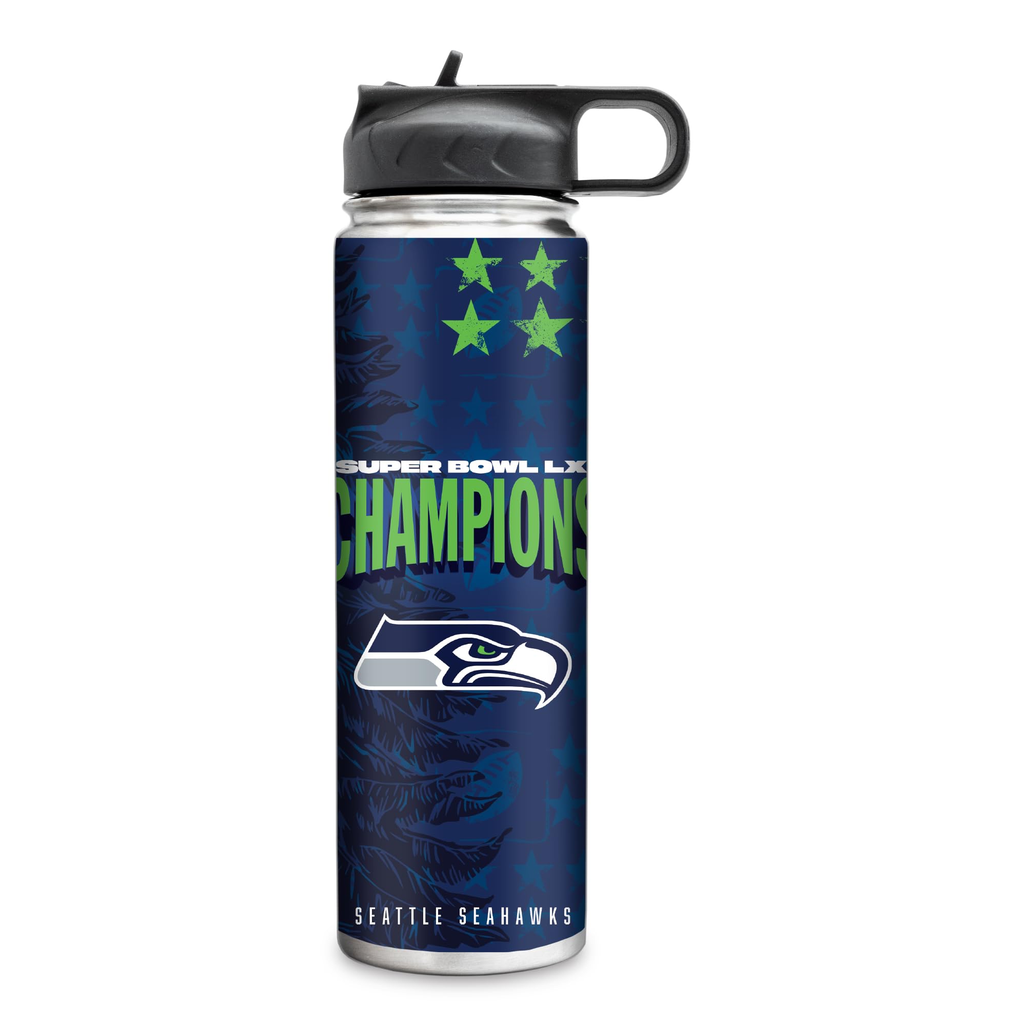 Rico Industries NFL Football Seattle Seahawks 2026 Super Bowl LX Champions 22oz Stainless Steel Tumbler with Lid - Great For Coffee, Tea, Water or Cocktails - Sports Gifts, Sports Memorabilia, Sports Collectibles, Fan Shop