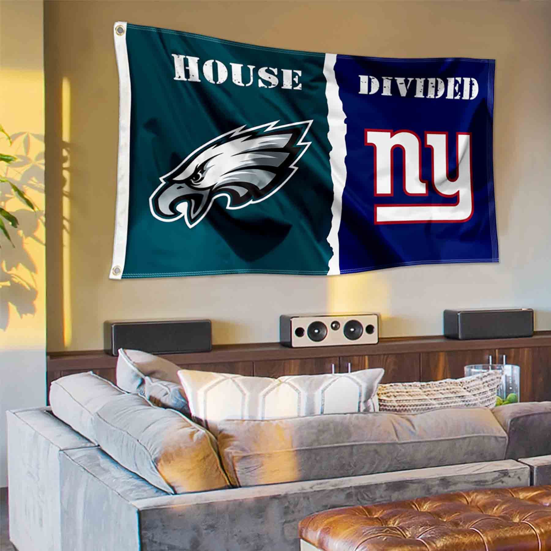 WinCraft Eagles and Giants House Divided Flag Rivalry Banner - Sports Collectibles, Sports Memorabilia, Sports Fan Shop, Sports Gifts