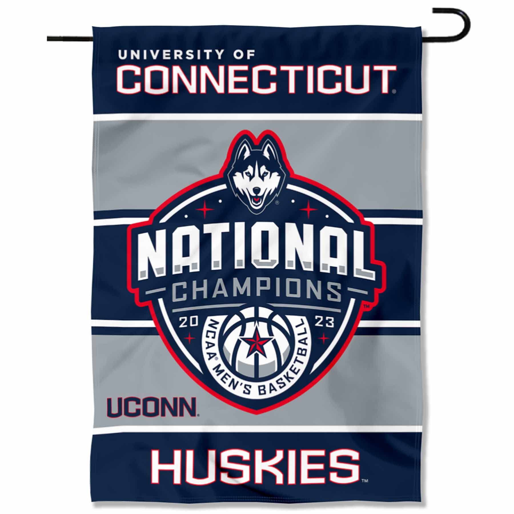 College Flags & Banners Co. Connecticut Huskies UCONN 2023 Basketball National Champs Double Sided Garden Banner Flag - Sports Collectibles, Sports Memorabilia, Sports Fan Shop, Sports Gifts
