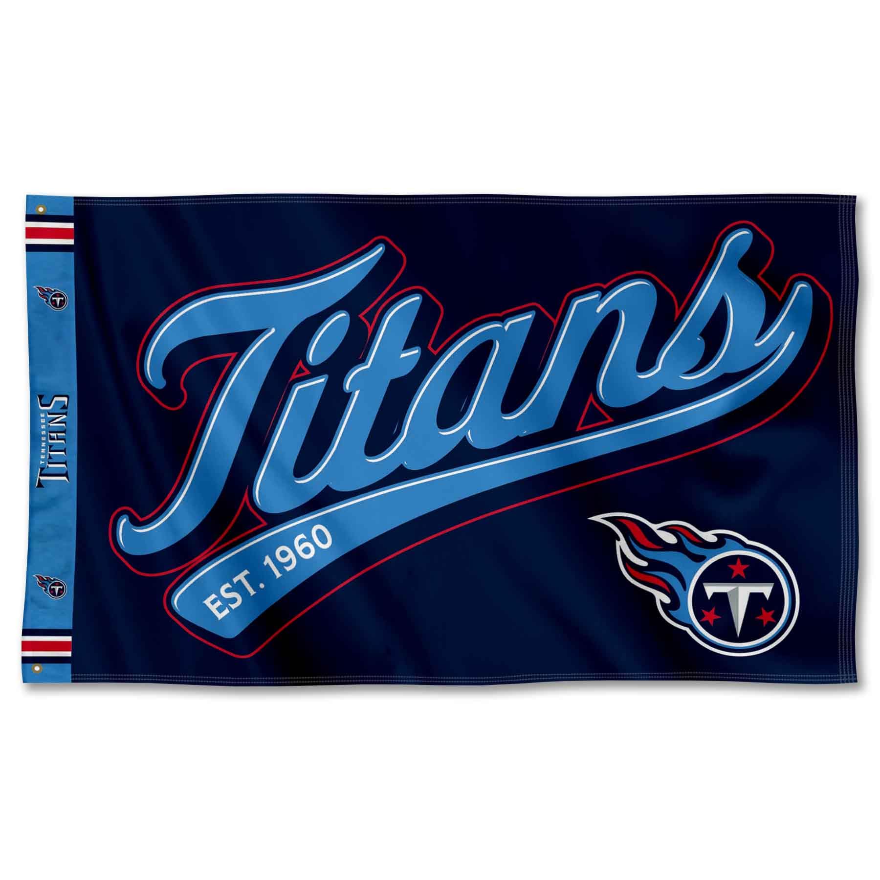 WinCraft Tennessee Titans Script Logo Premium Flag - Sports Collectibles, Sports Memorabilia, Sports Fan Shop, Sports Gifts