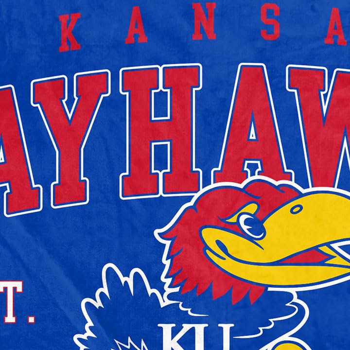 NCAA Kansas Jayhawks Vintage Arch Block Ultra Soft Blanket - Sports Gifts, Sports Memorabilia, Sports Collectibles, Fan Shop