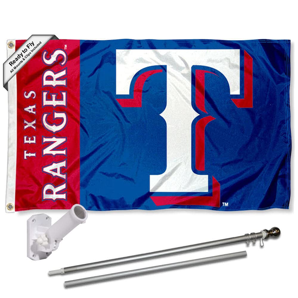 WinCraft Texas Rangers Flag Pole and Bracket Set - Sports Collectibles, Sports Memorabilia, Sports Fan Shop, Sports Gifts