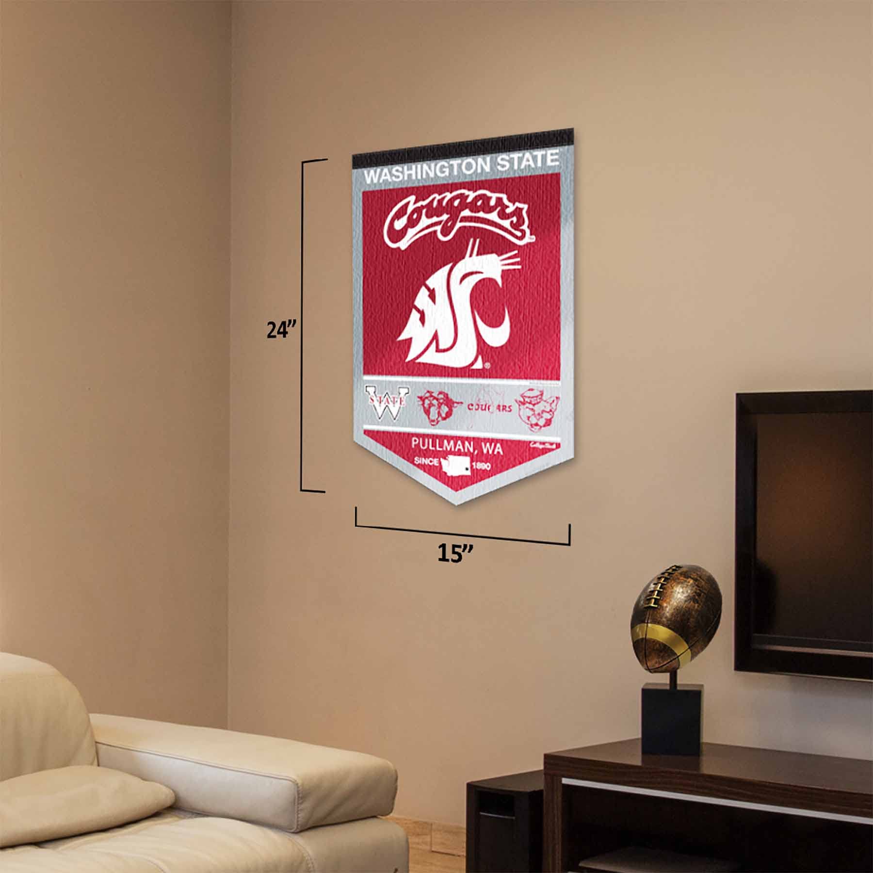 College Flags & Banners Co. Washington State Cougars Heritage History Banner Pennant - Sports Collectibles, Sports Memorabilia, Sports Fan Shop, Sports Gifts