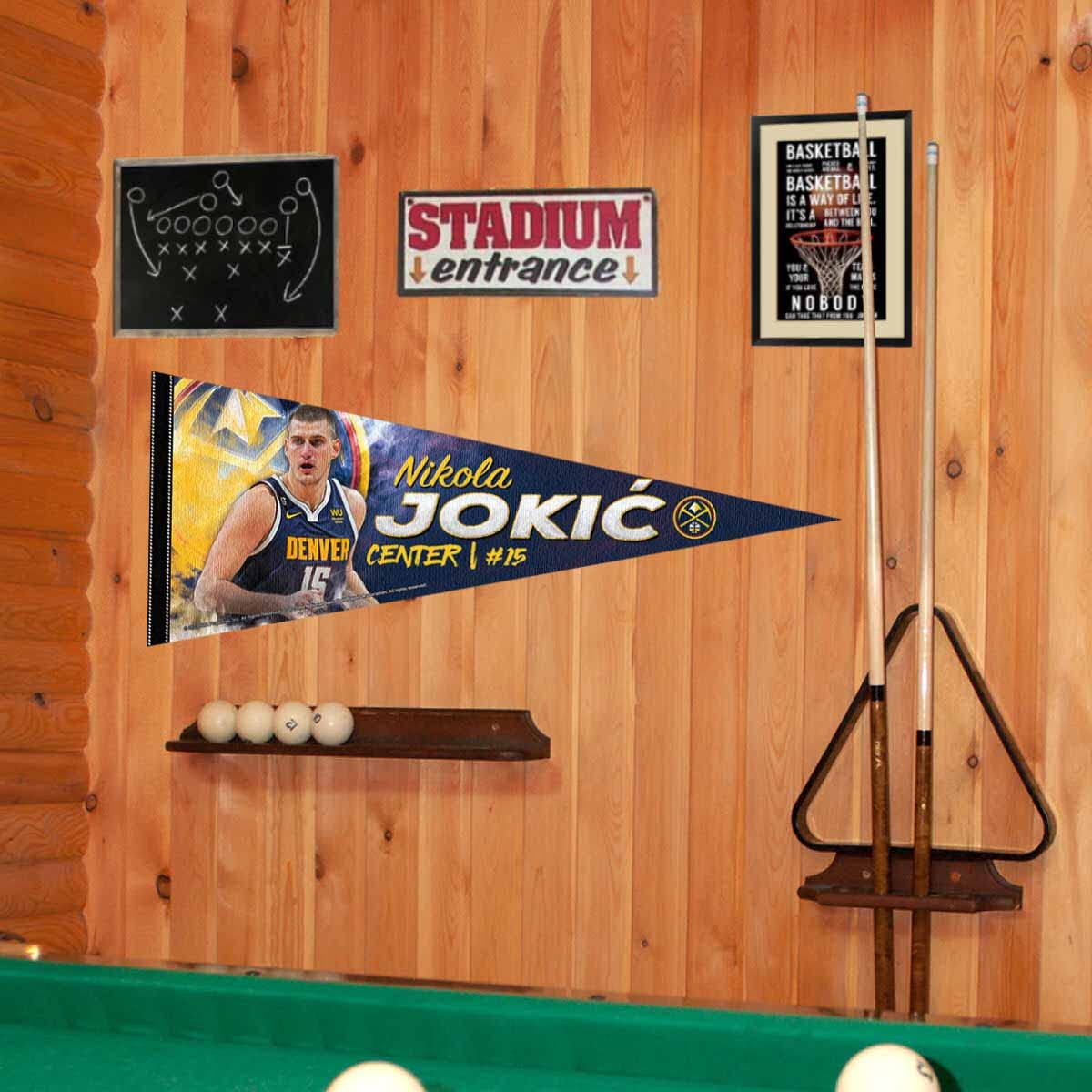 WinCraft Denver Nuggets Jokic Pennant Flag - Sports Collectibles, Sports Memorabilia, Sports Fan Shop, Sports Gifts