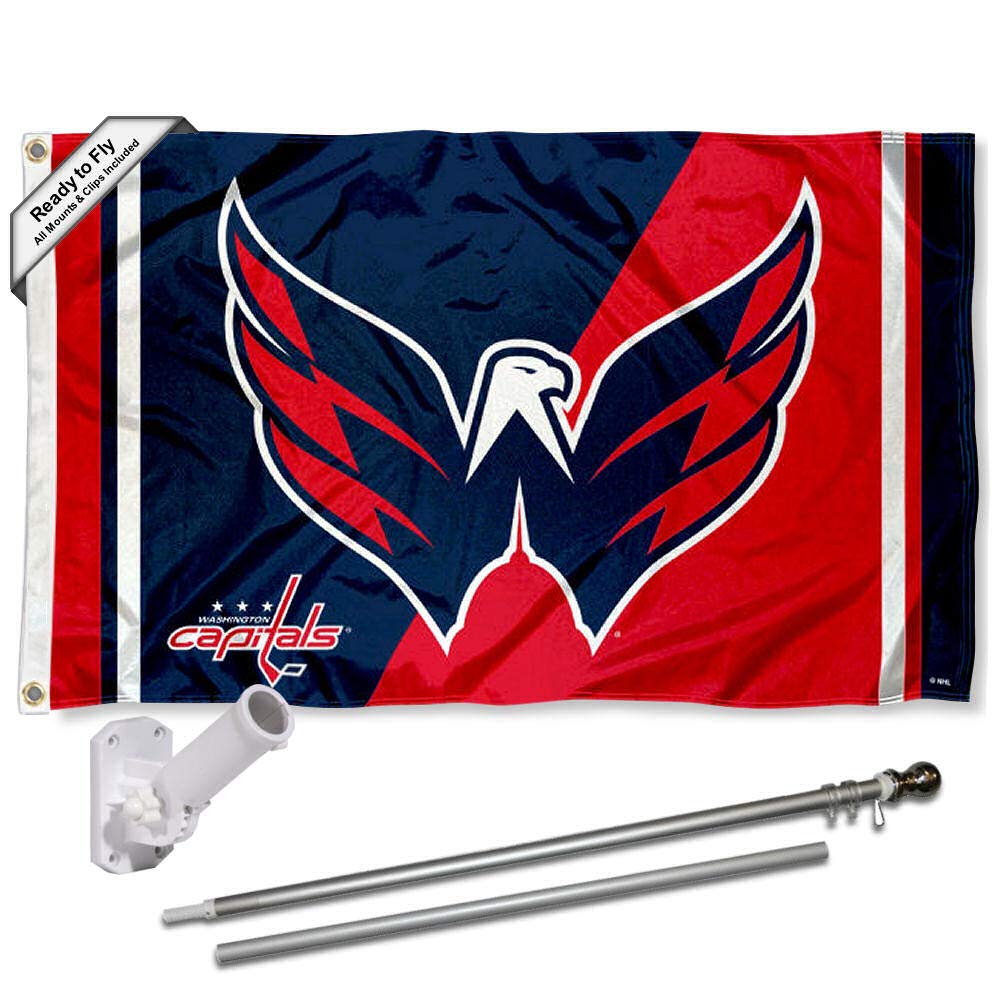 WinCraft Washington Capitals Eagle Logo Flag Pole and Bracket Set - Sports Collectibles, Sports Memorabilia, Sports Fan Shop, Sports Gifts