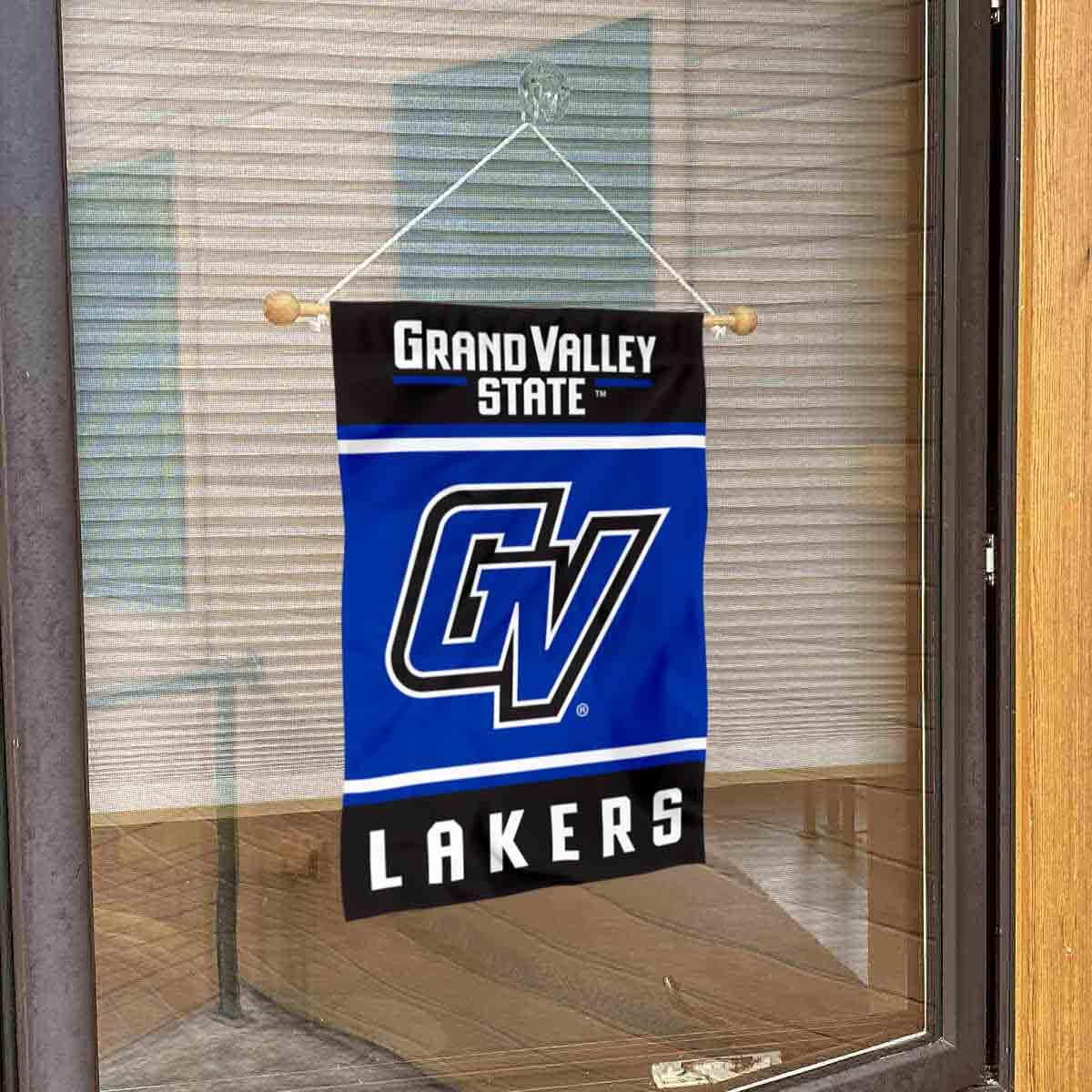 College Flags & Banners Co. Grand Valley State Lakers Window Wall Banner Hanging Flag with Suction Cup - Sports Collectibles, Sports Memorabilia, Sports Fan Shop, Sports Gifts