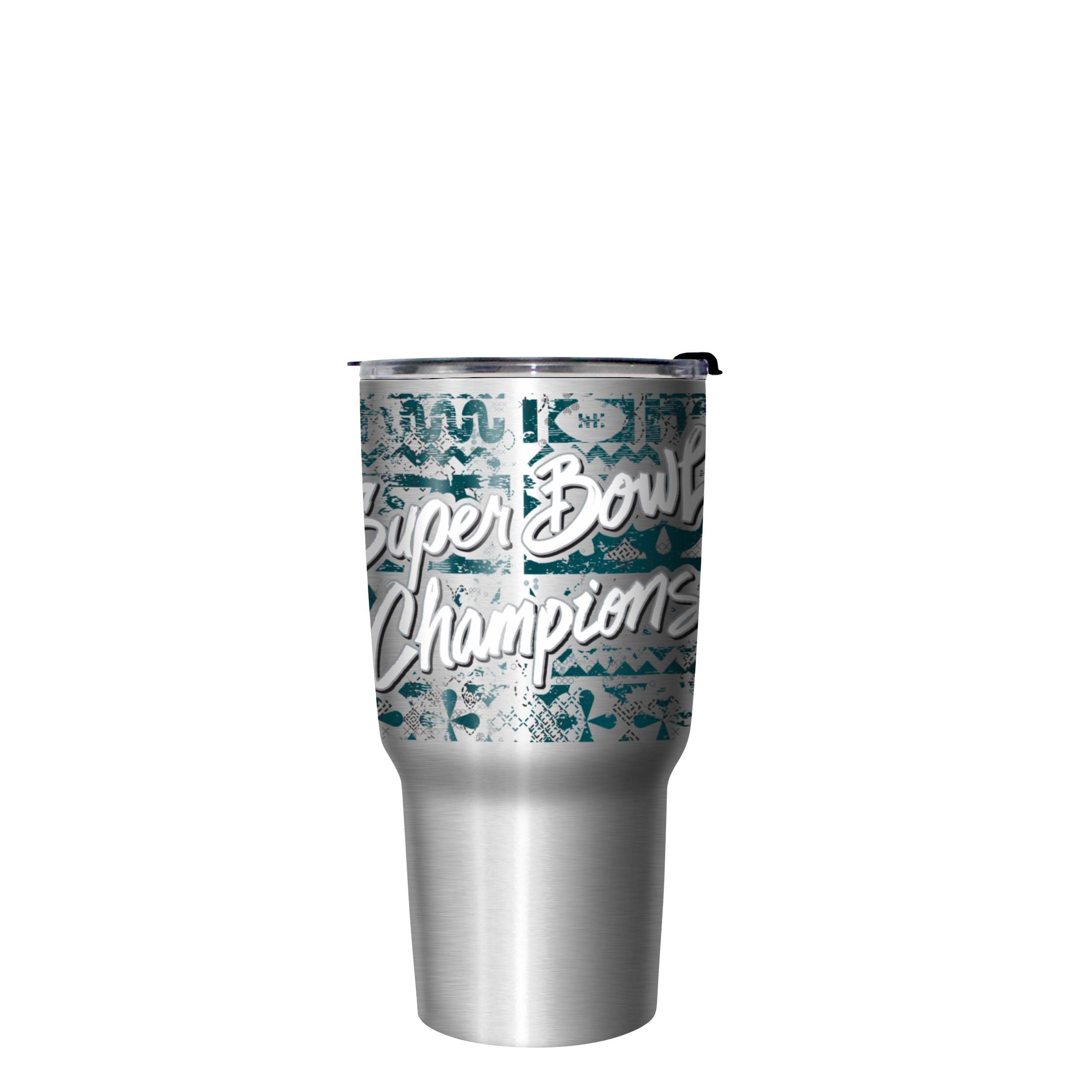 FOCO Philadelphia Eagles NFL Super Bowl LIX Champions 27 oz Stainless Steel Tumbler - Stencil Silver - Sports Collectibles, Sports Memorabilia, Sports Fan Shop, Sports Gifts