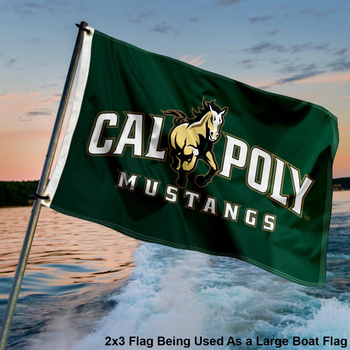 College Flags & Banners Co. Cal Poly Mustangs Small 2x3 Foot Flag - Sports Collectibles, Sports Memorabilia, Sports Fan Shop, Sports Gifts