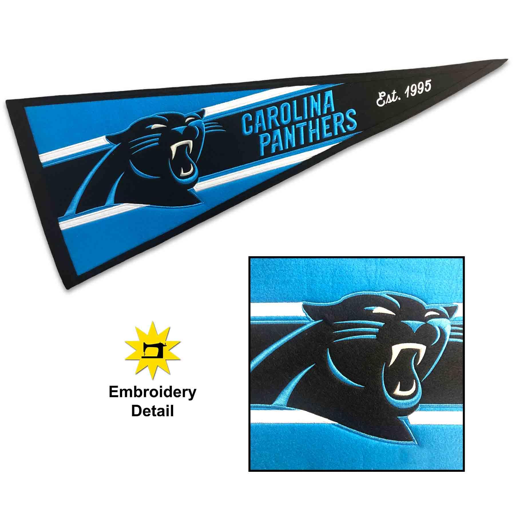 WinCraft Carolina Panthers Embroidered and Sewn Pennant - Sports Collectibles, Sports Memorabilia, Sports Fan Shop, Sports Gifts