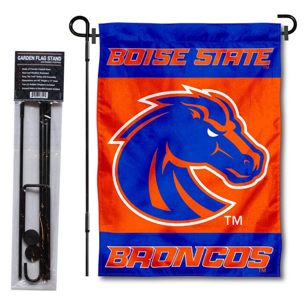 College Flags & Banners Co. Boise State New Logo Garden Flag and Stand Pole Holder Set - Sports Collectibles, Sports Memorabilia, Sports Fan Shop, Sports Gifts