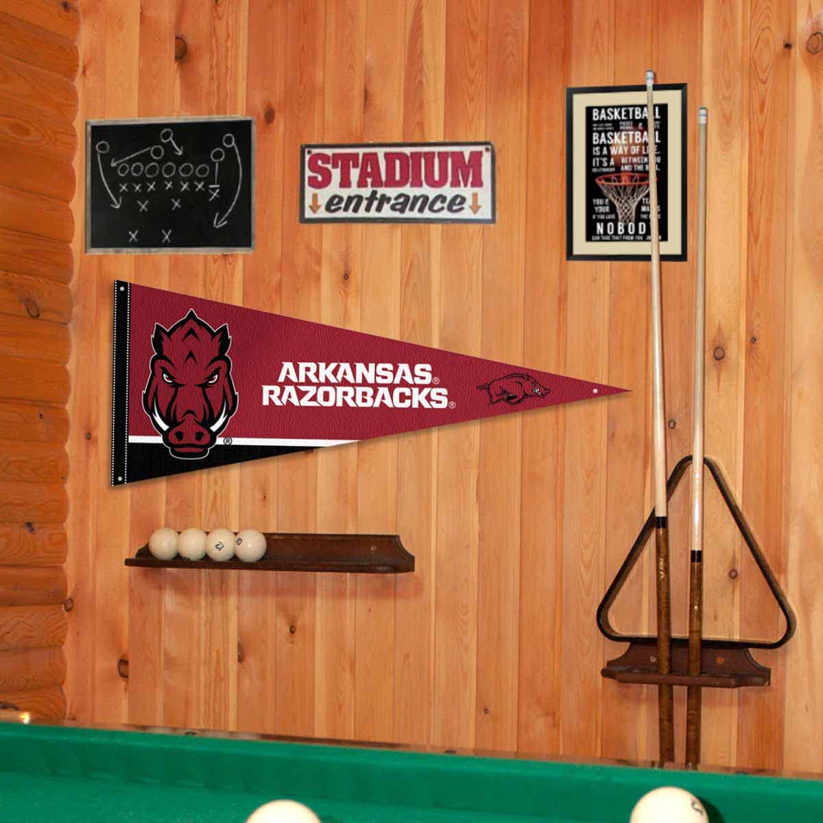 College Flags & Banners Co. Arkansas Razorbacks Pennant Flag and Wall Tack Mount Pads - Sports Collectibles, Sports Memorabilia, Sports Fan Shop, Sports Gifts