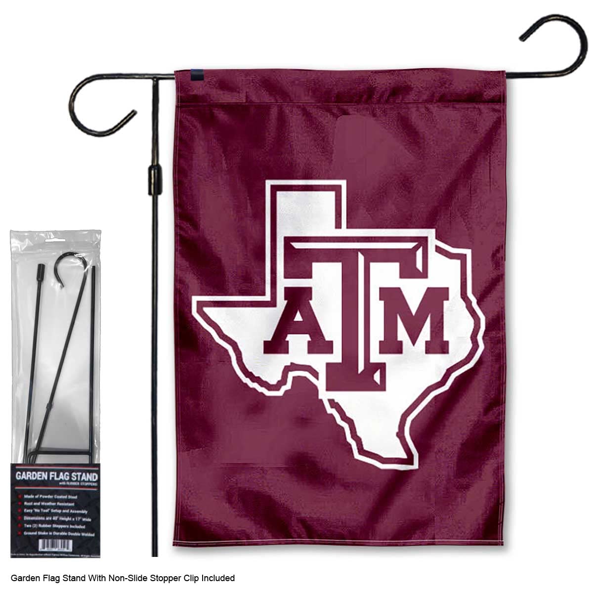 Texas A&M Aggies Lonestar Garden Banner Flag with Stand Pole Holder - Sports Collectibles, Sports Memorabilia, Sports Fan Shop, Sports Gifts
