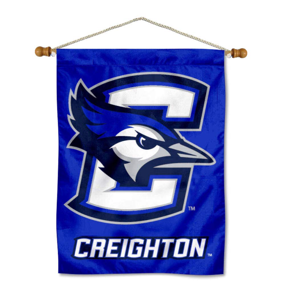 College Flags & Banners Co. Creighton University Banner Flag and Wood Banner Pole Set - Sports Collectibles, Sports Memorabilia, Sports Fan Shop, Sports Gifts