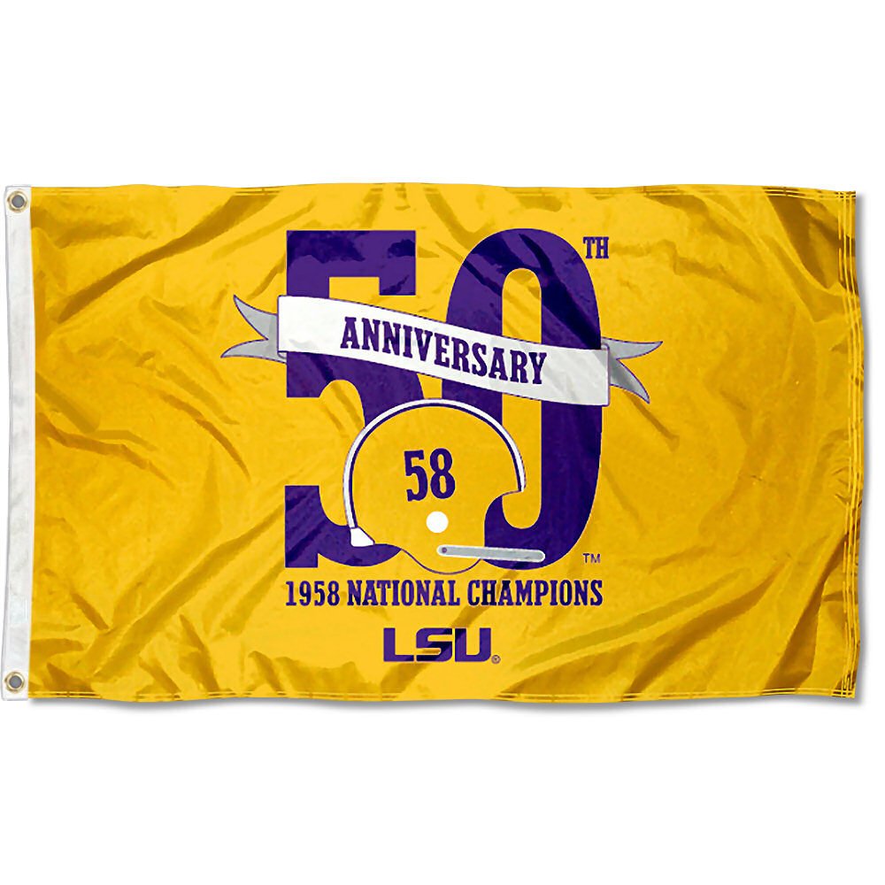 LSU Tigers Large 1958 Anniversary 3x5 College Flag - Sports Collectibles, Sports Memorabilia, Sports Fan Shop, Sports Gifts