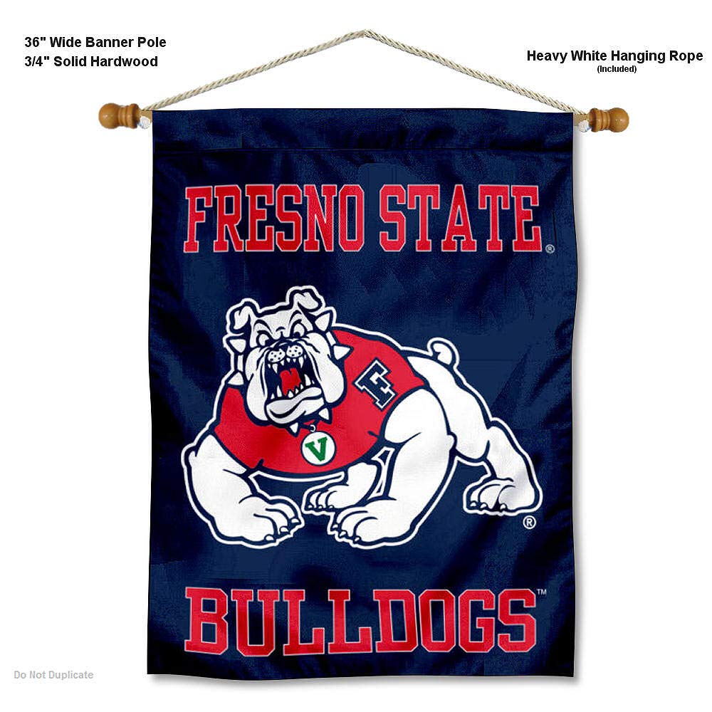 College Flags & Banners Co. Fresno State Bulldogs Double Sided House Flag and Wood Banner Pole Set - Sports Collectibles, Sports Memorabilia, Sports Fan Shop, Sports Gifts
