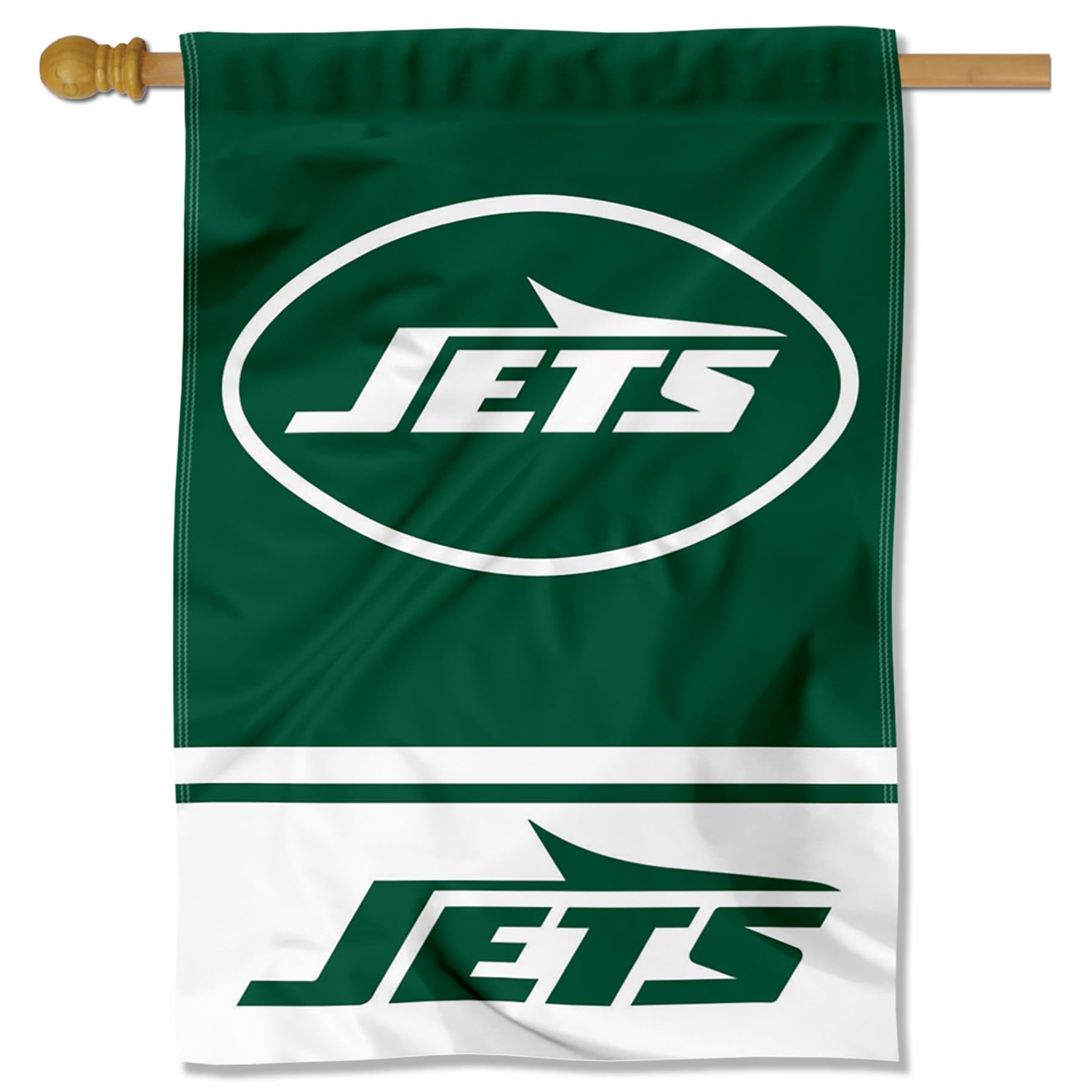 WinCraft New York Jets New Logo Double Sided Banner Flag - Sports Collectibles, Sports Memorabilia, Sports Fan Shop, Sports Gifts