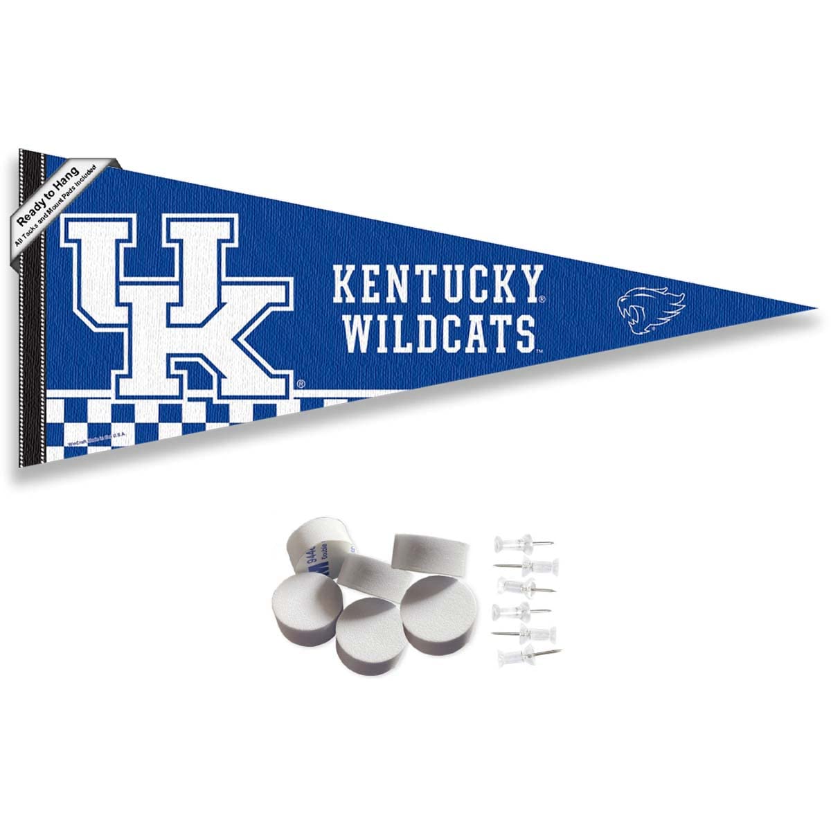 College Flags & Banners Co. Kentucky Wildcats Pennant Flag and Wall Tack Mount Pads - Sports Collectibles, Sports Memorabilia, Sports Fan Shop, Sports Gifts