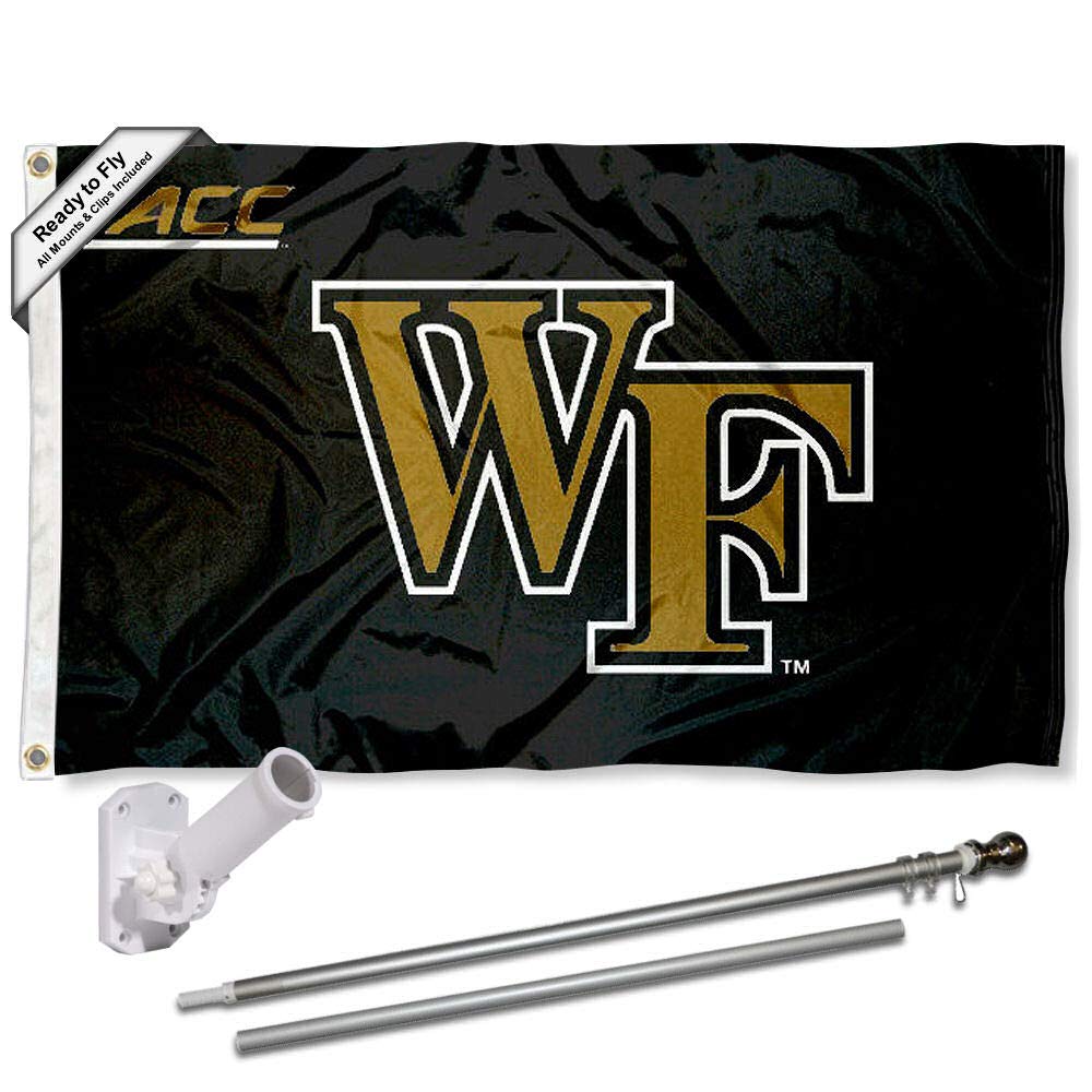College Flags & Banners Co. Wake Forest Demon Deacons Acc Flag with Pole and Bracket Complete Set - Sports Collectibles, Sports Memorabilia, Sports Fan Shop, Sports Gifts