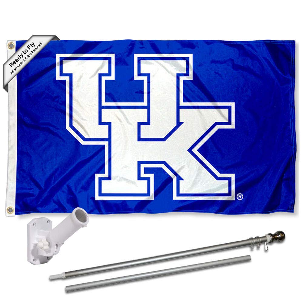 College Flags & Banners Co. Kentucky Wildcats New UK Logo Flag with Pole and Bracket Kit - Sports Collectibles, Sports Memorabilia, Sports Fan Shop, Sports Gifts