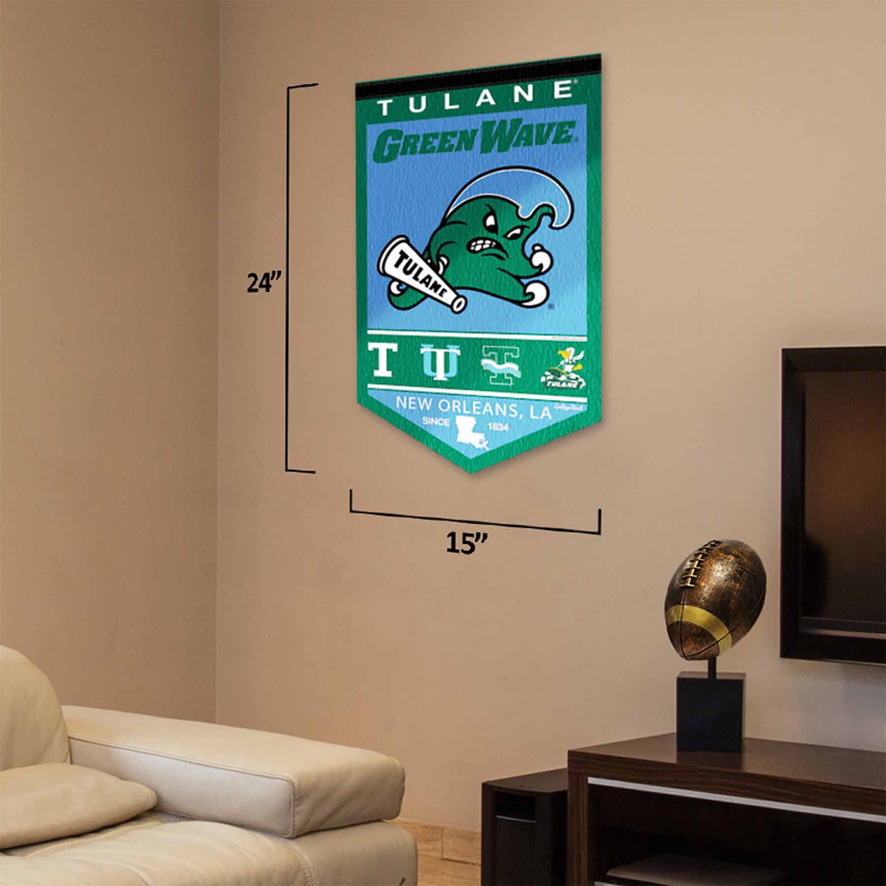 College Flags & Banners Co. Tulane Green Wave Heritage History Banner Pennant - Sports Collectibles, Sports Memorabilia, Sports Fan Shop, Sports Gifts