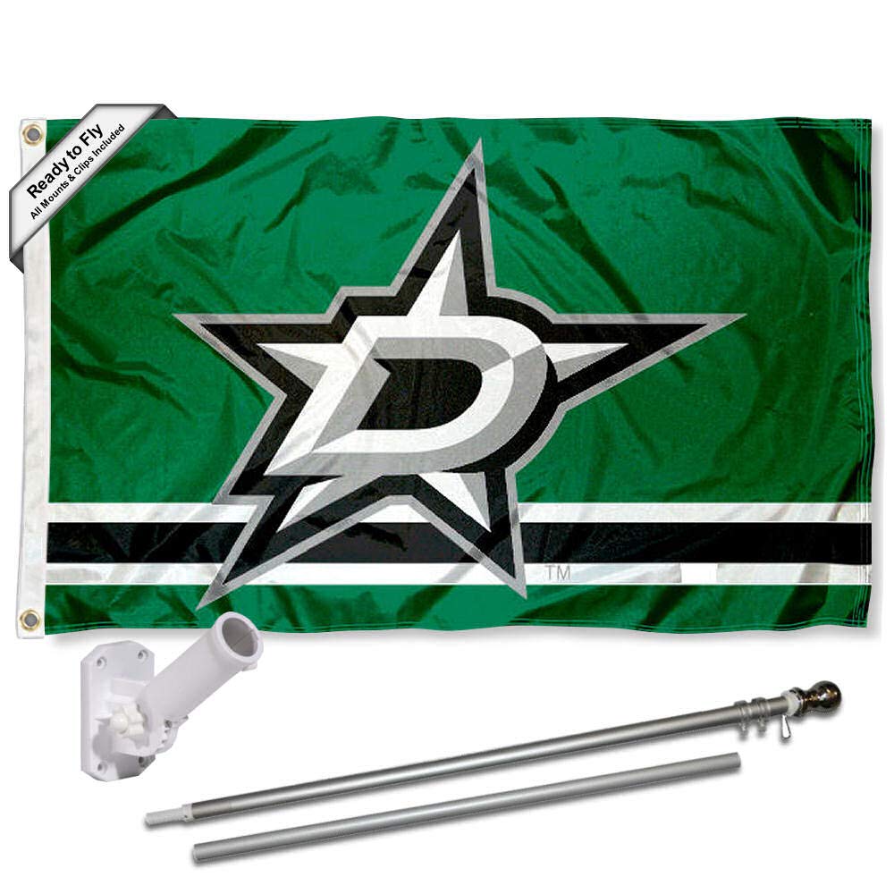 WinCraft Dallas Stars Flag Pole and Bracket Set - Sports Collectibles, Sports Memorabilia, Sports Fan Shop, Sports Gifts