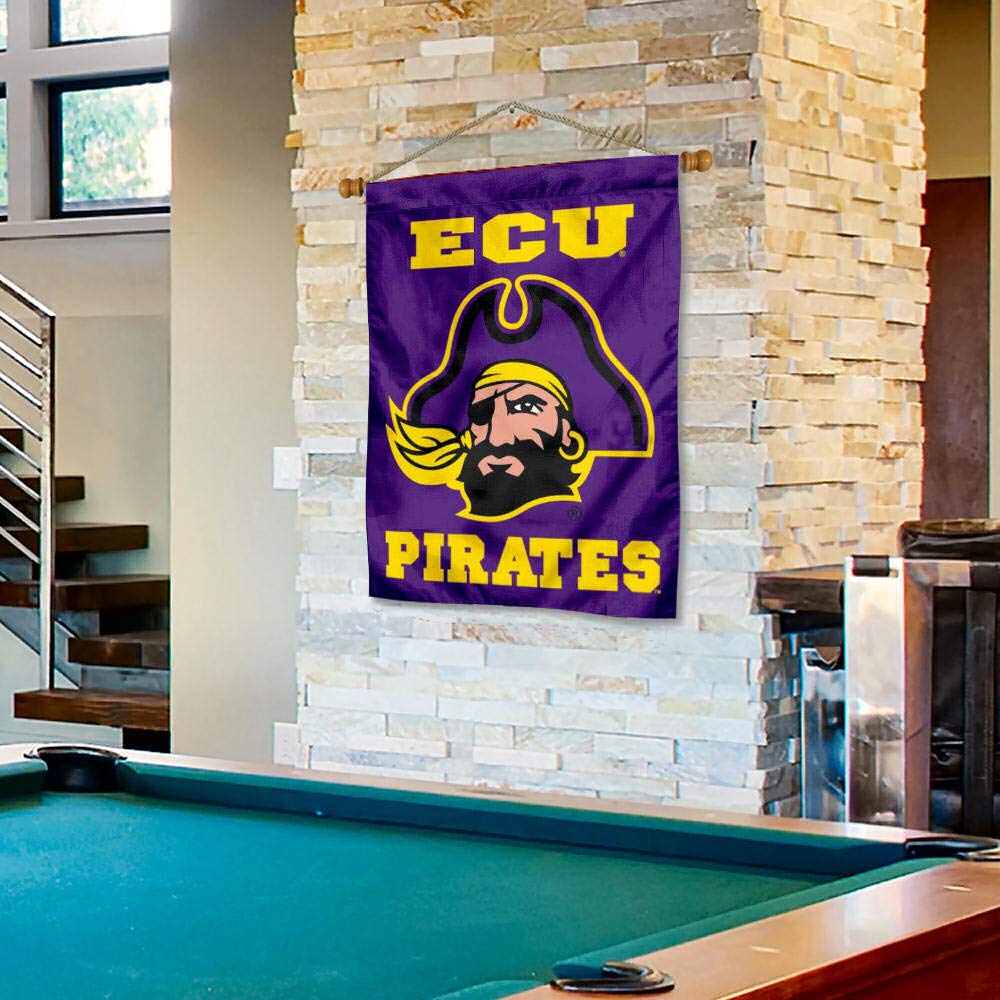 ECU Pirates Logo House Flag and Wood Banner Pole Set - Sports Collectibles, Sports Memorabilia, Sports Fan Shop, Sports Gifts