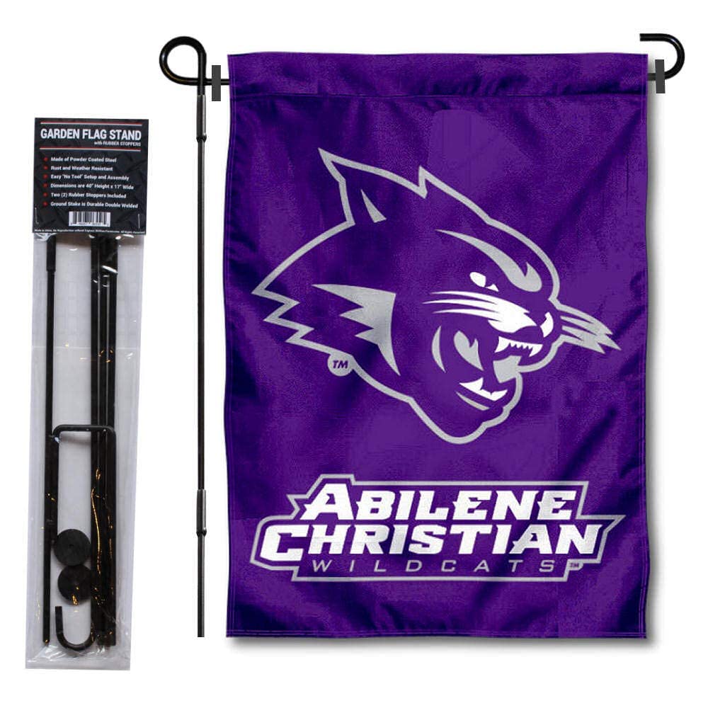 College Flags & Banners Co. Abilene Christian University Garden Flag and Flag Stand Pole Holder Set - Sports Collectibles, Sports Memorabilia, Sports Fan Shop, Sports Gifts