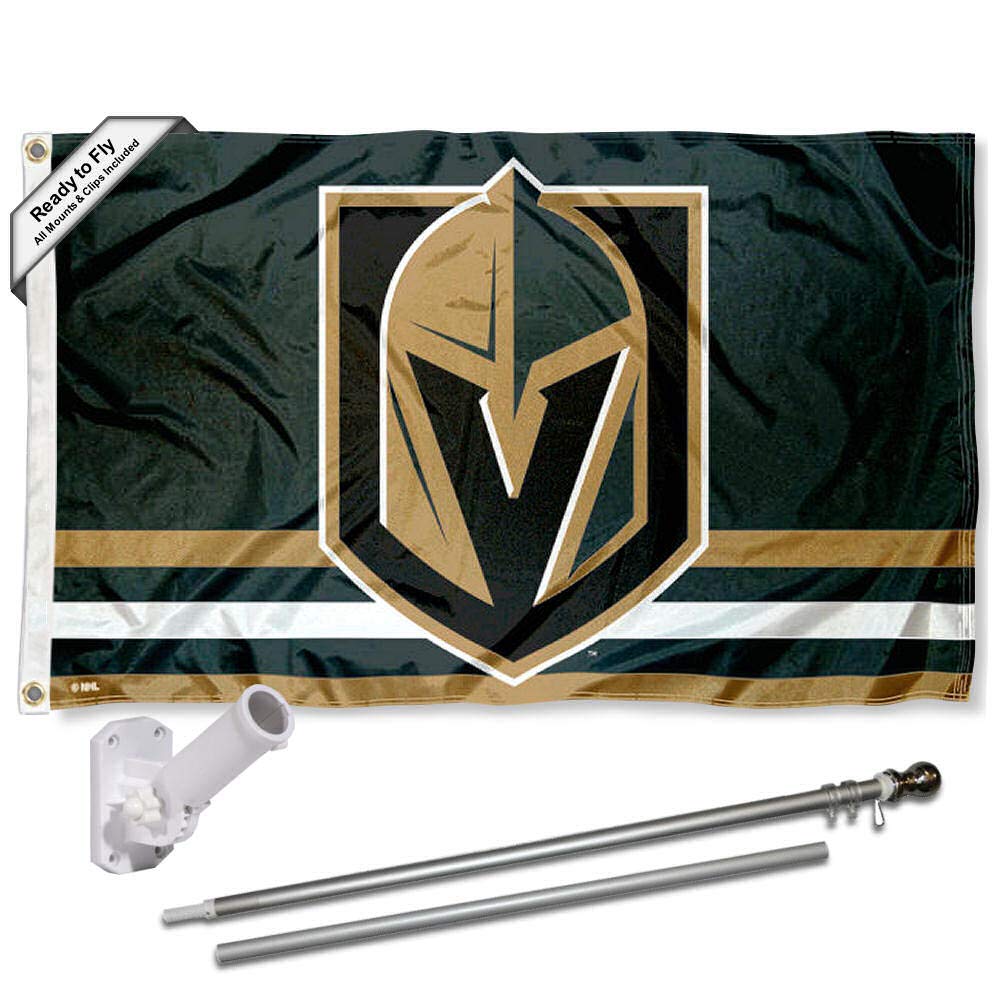 WinCraft Vegas Golden Knights Flag Pole and Bracket Set - Sports Collectibles, Sports Memorabilia, Sports Fan Shop, Sports Gifts