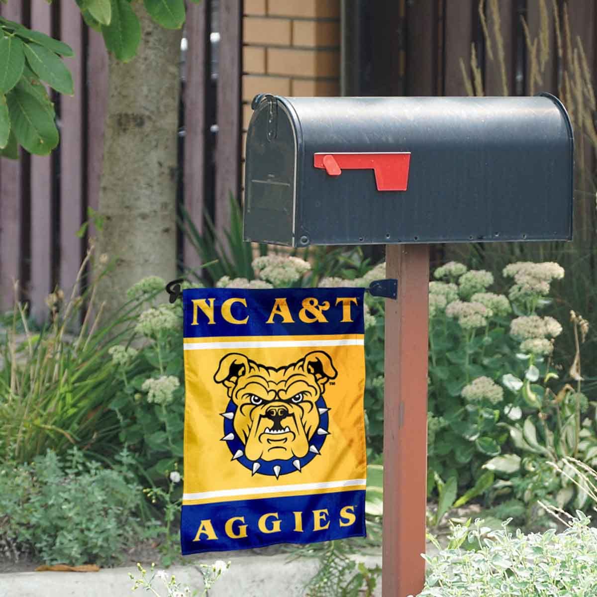 College Flags & Banners Co. North Carolina A&T Aggies Garden Flag and Mailbox Post Pole Mount Holder Set - Sports Collectibles, Sports Memorabilia, Sports Fan Shop, Sports Gifts