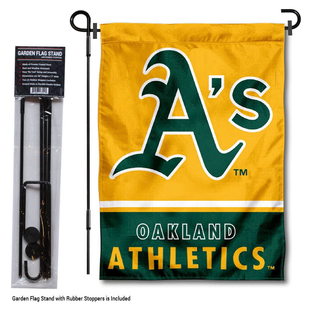 WinCraft Oakland Athletics Garden Flag with Stand Holder - Sports Collectibles, Sports Memorabilia, Sports Fan Shop, Sports Gifts
