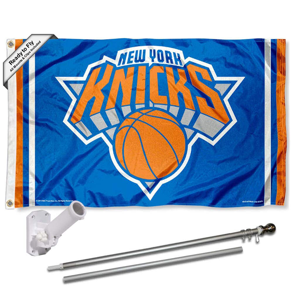 WinCraft New York Knicks Flag Pole and Bracket Set - Sports Collectibles, Sports Memorabilia, Sports Fan Shop, Sports Gifts