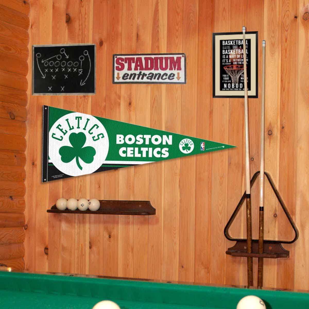 Boston Celtics Pennant Flag and Wall Tack Pads Mounts - Sports Collectibles, Sports Memorabilia, Sports Fan Shop, Sports Gifts
