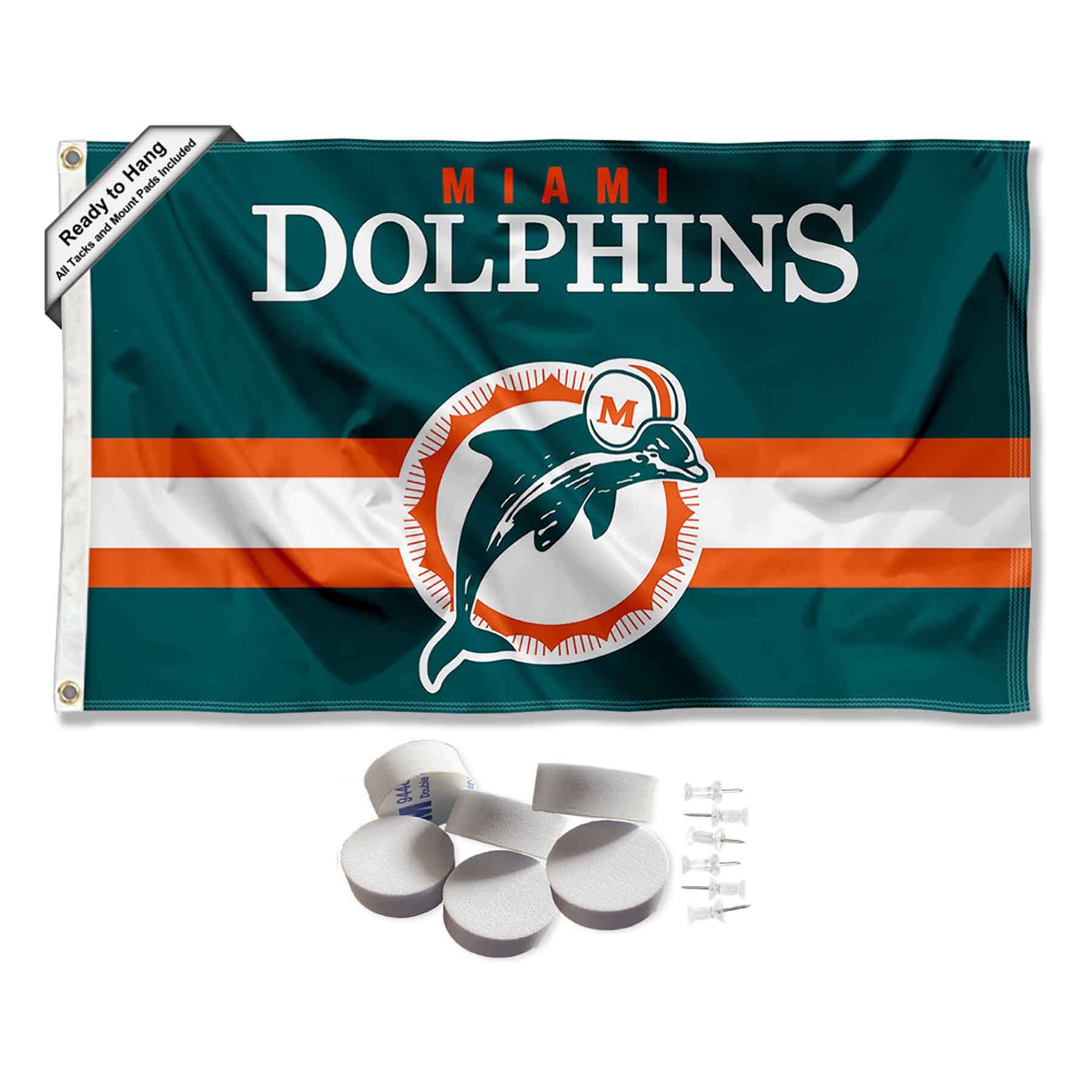 Miami Dolphins Throwback Retro Vintage Banner and Tapestry Wall Tack Pads - Sports Collectibles, Sports Memorabilia, Sports Fan Shop, Sports Gifts