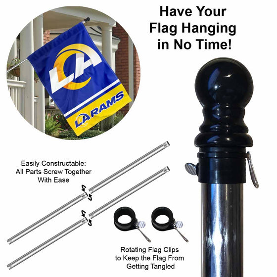 WinCraft Rams LA Logo Banner House Flag and 5 Foot Flagpole Set - Sports Collectibles, Sports Memorabilia, Sports Fan Shop, Sports Gifts