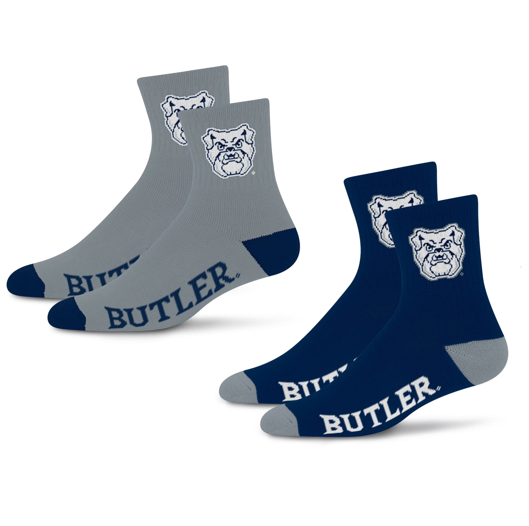 For Bare Feet NCAA Butler Bulldogs Quarter Sock Two Pack Team Colors Large - Sports Gifts, Sports Memorabilia, Sports Collectibles, Fan Shop