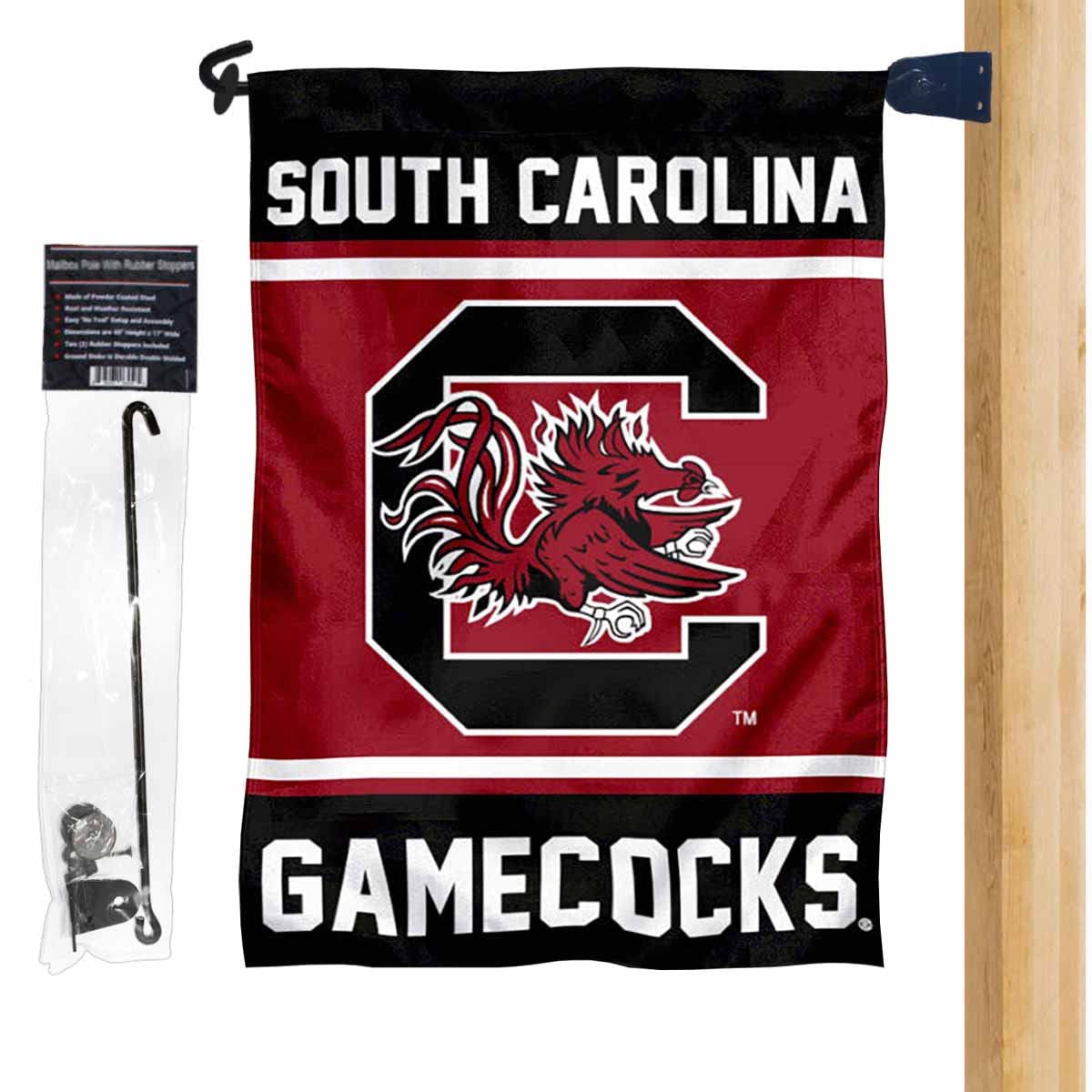 South Carolina Gamecocks Garden Flag and Mailbox Post Pole Mount Holder Set - Sports Collectibles, Sports Memorabilia, Sports Fan Shop, Sports Gifts