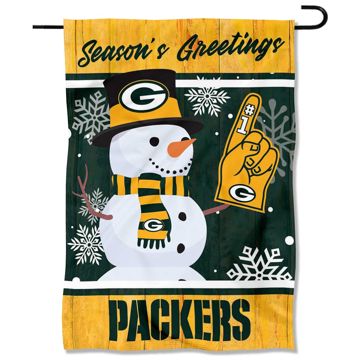 Green Bay Packers Holiday Winter Snow Garden Flag Double Sided Banner - Sports Collectibles, Sports Memorabilia, Sports Fan Shop, Sports Gifts