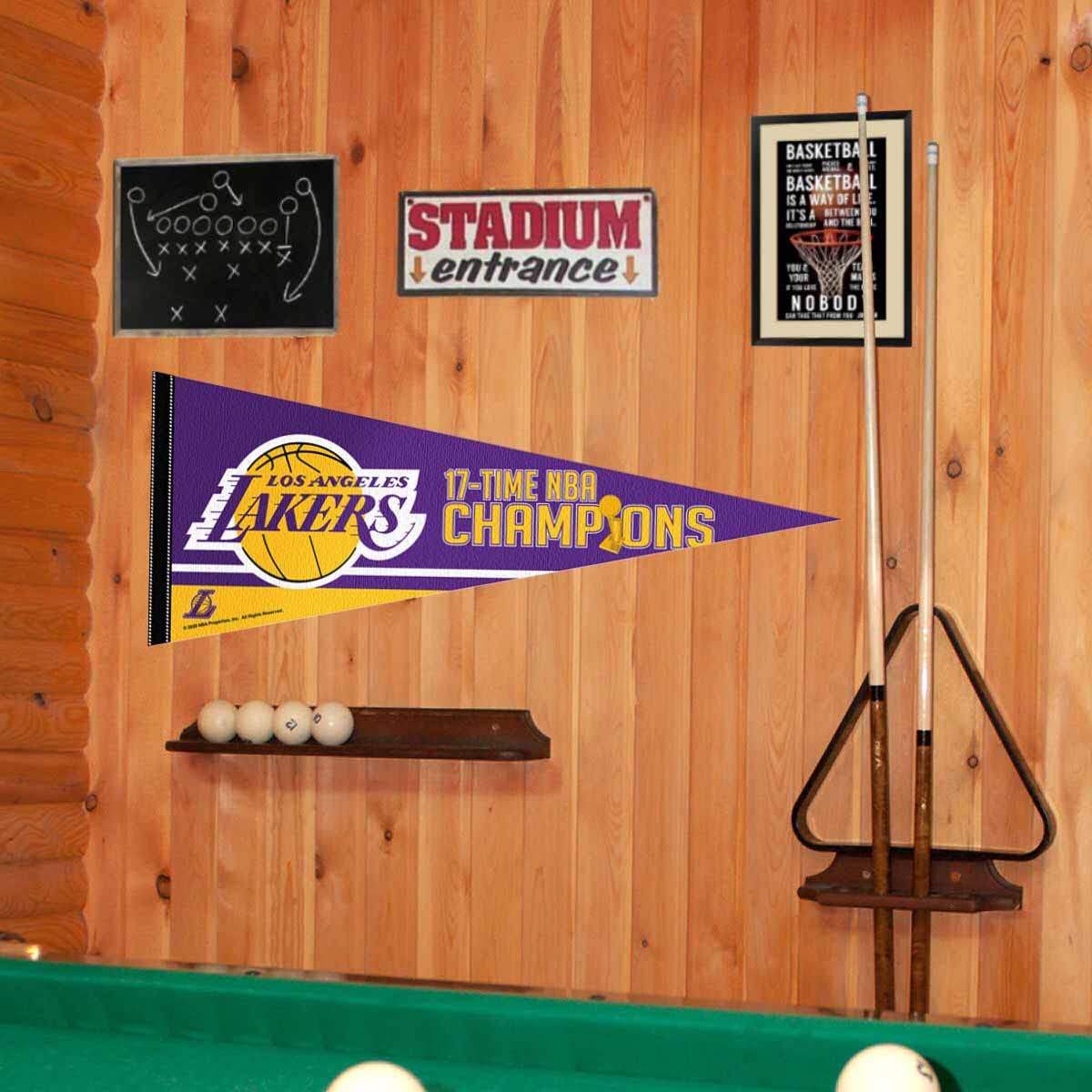 WinCraft Los Angeles Lakers 17 Time Champions Pennant Flag - Sports Collectibles, Sports Memorabilia, Sports Fan Shop, Sports Gifts