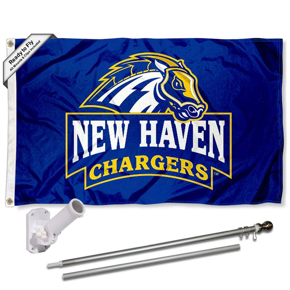 College Flags & Banners Co. New Haven Chargers Flag and Pole Bracket Mount Bundle - Sports Collectibles, Sports Memorabilia, Sports Fan Shop, Sports Gifts