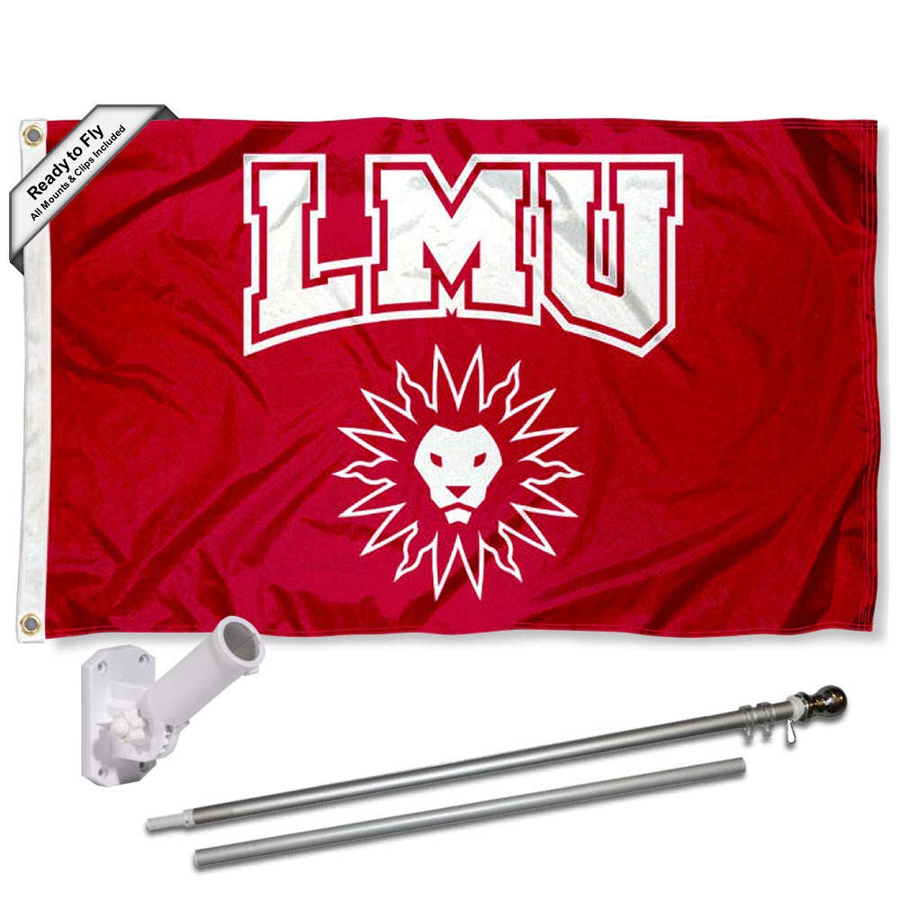 College Flags & Banners Co. Loyola Marymount Lions New LMU Logo Flag and Pole Bracket Mount Bundle - Sports Collectibles, Sports Memorabilia, Sports Fan Shop, Sports Gifts