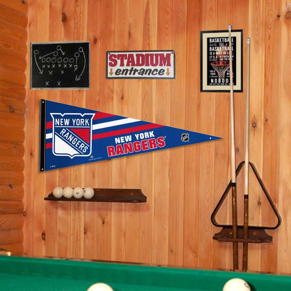 New York Rangers Pennant Flag and Wall Tack Pads Mounts - Sports Collectibles, Sports Memorabilia, Sports Fan Shop, Sports Gifts