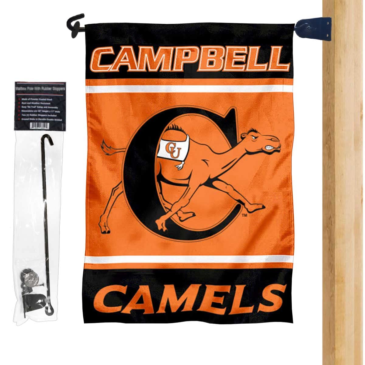 Campbell Fighting Camels Garden Flag and Mailbox Post Pole Mount Holder Set - Sports Collectibles, Sports Memorabilia, Sports Fan Shop, Sports Gifts