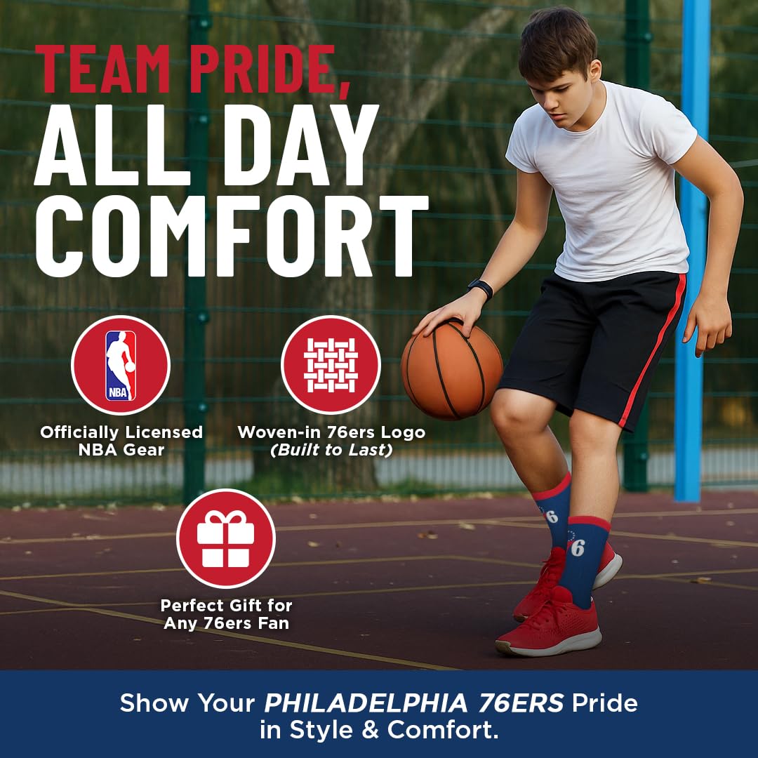 For Bare Feet NBA PHILADELPHIA 76ERS MVP Crew Sock Team Color Large - Sports Gifts, Sports Memorabilia, Sports Collectibles, Fan Shop