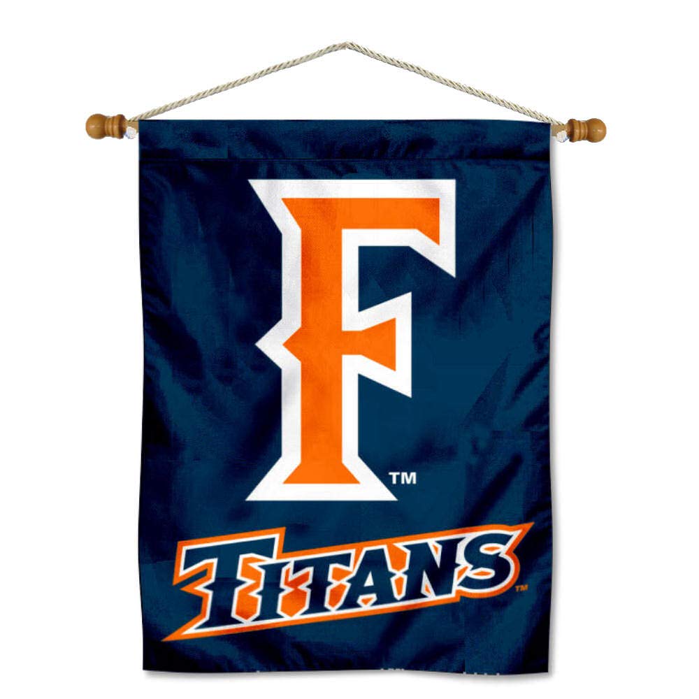 College Flags & Banners Co. UC Fullerton Titans Double Sided House Flag and Wood Banner Pole Set - Sports Collectibles, Sports Memorabilia, Sports Fan Shop, Sports Gifts